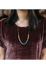 Tide Necklace - Labradorite Gemstone & Gold Beads * Tide Necklace - Labradorite Gemstone & Gold Beads *