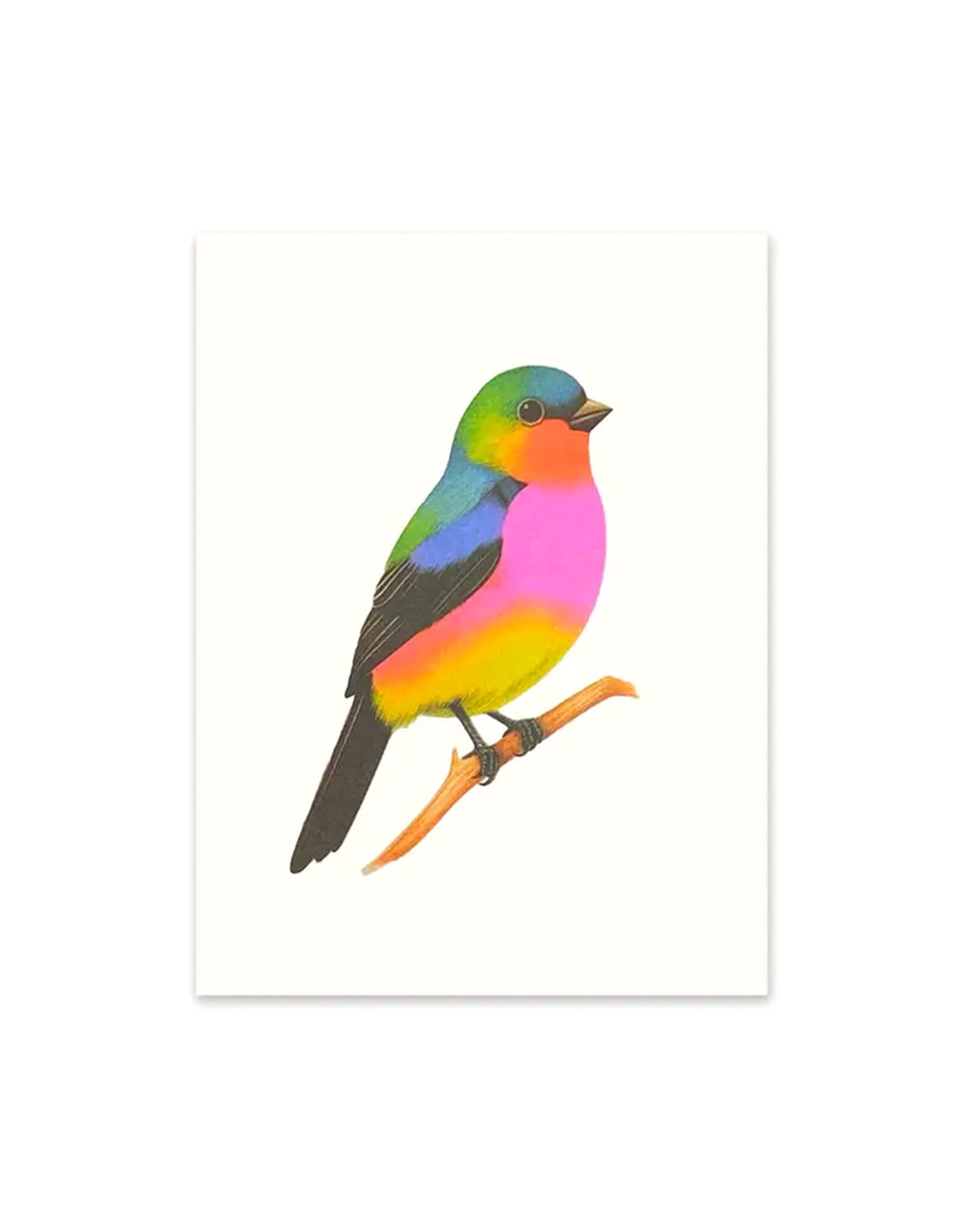 Neon Bird on a Branch Art Print