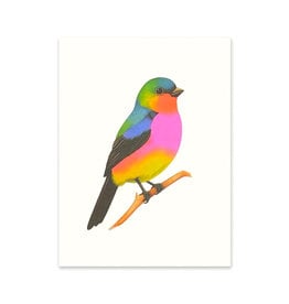 Neon Bird on a Branch Art Print