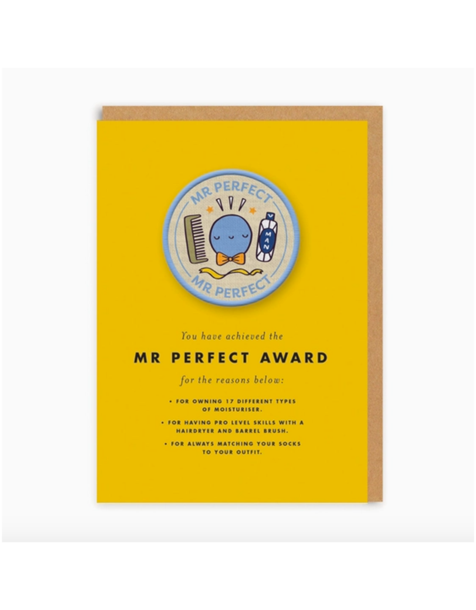 Mr. Perfect Greeting Card and Patch Set