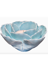 Floral Ceramic Tea Light Holder - Light Blue