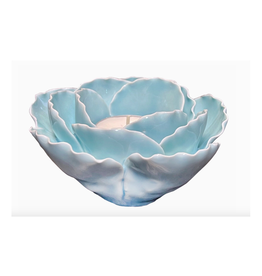 Floral Ceramic Tea Light Holder - Light Blue