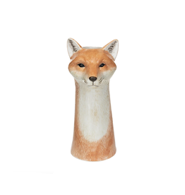 Handpainted Stoneware Fox Vase