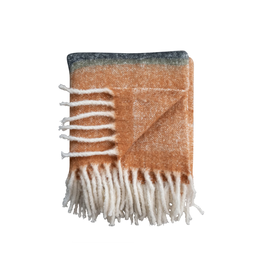 Brushed Acrylic & New Zealand Wool Throw - Rust