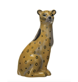 Handpainted Stoneware Leopard Vase