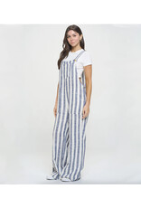 Blue and White Striped Overalls