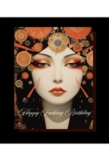 Orange Eye Girl Happy Fucking Birthday Greeting Card