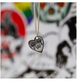 Crying Heart Charm Necklace - Silver