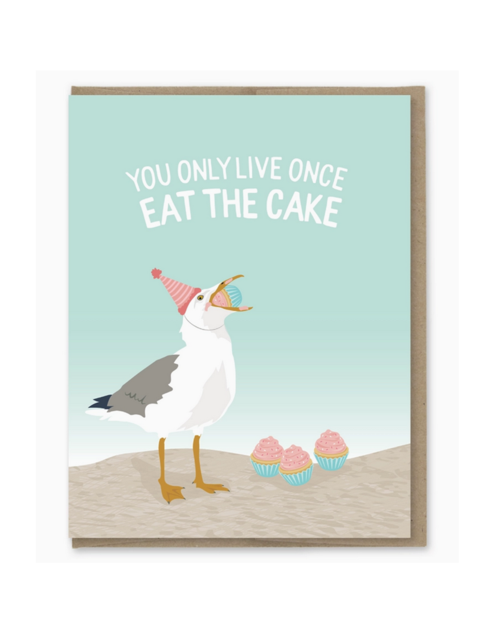 Eat The Cake Seagull Birthday Card