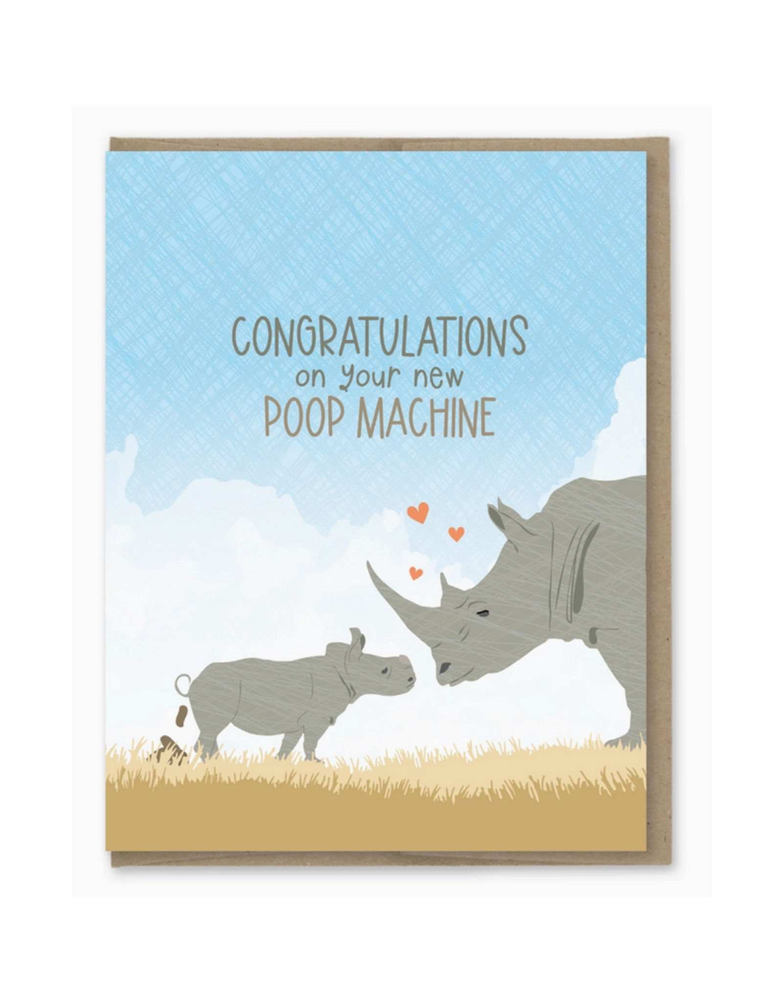 Poop Machine Rhino Baby Card