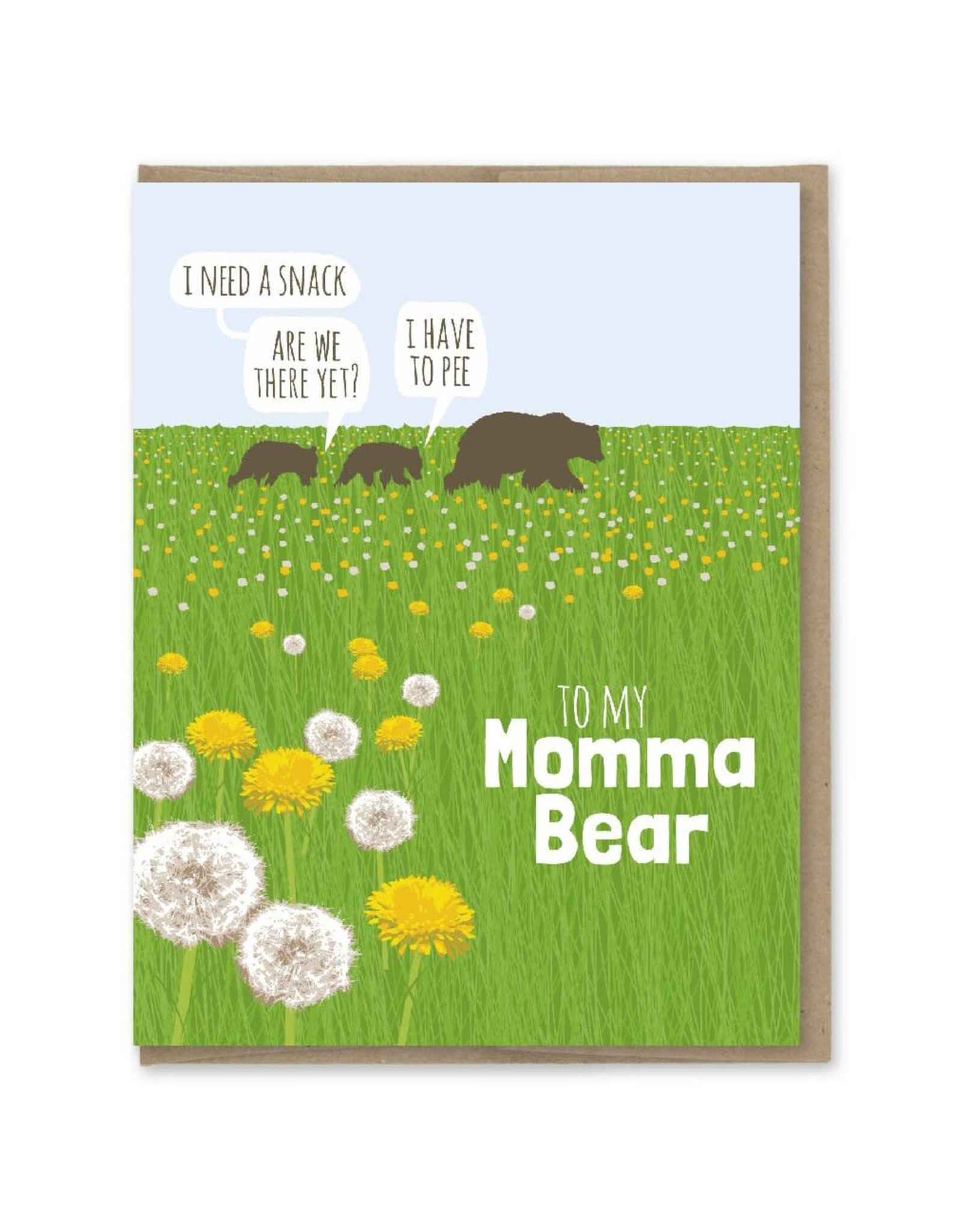 Momma Bear Dandelions Greeting Card