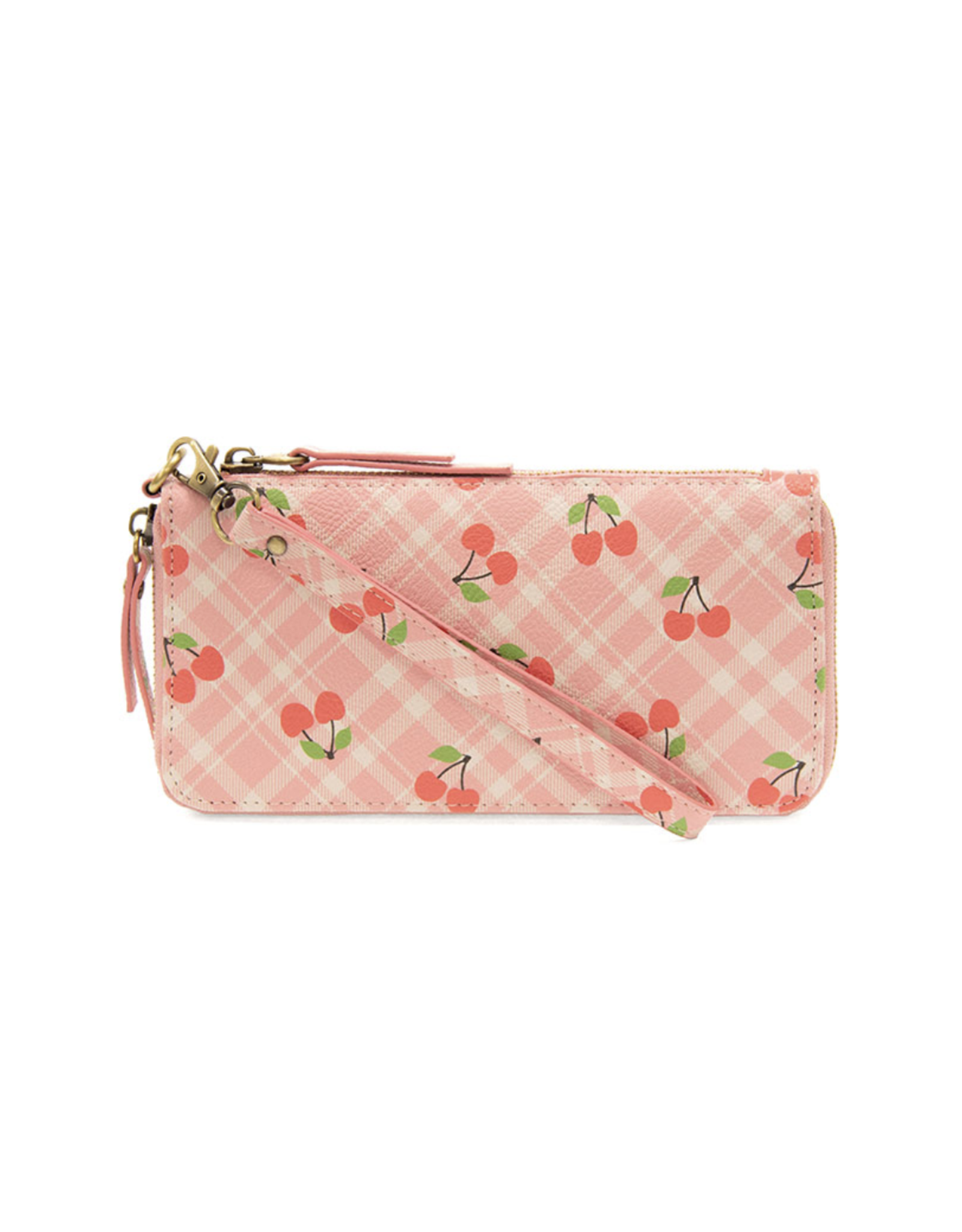 Chloe Zip Around Wallet - Cherries on Pink Plaid
