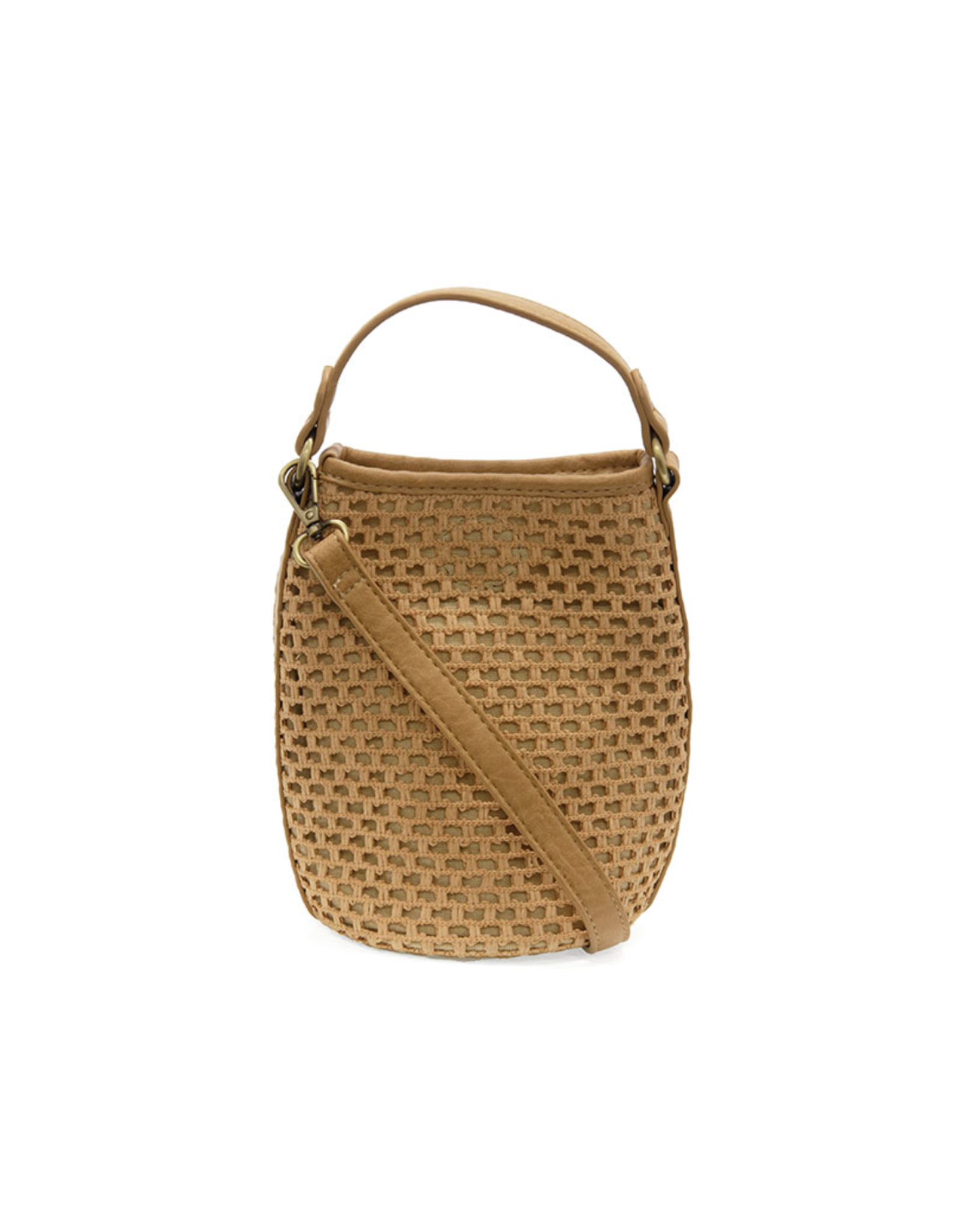 Kaia Open Weave Bucket Crossbody Bag - Natural