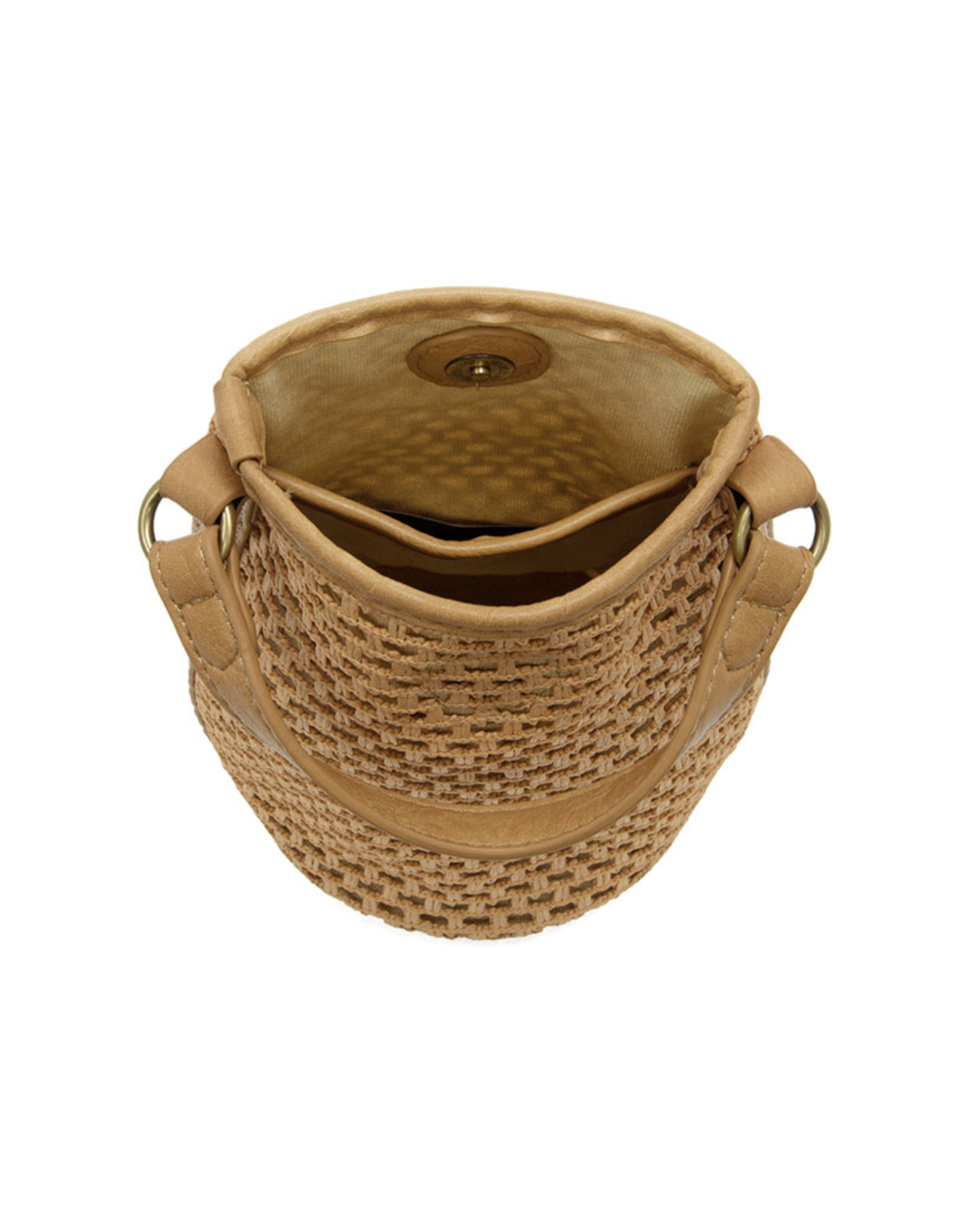 Kaia Open Weave Bucket Crossbody Bag - Natural