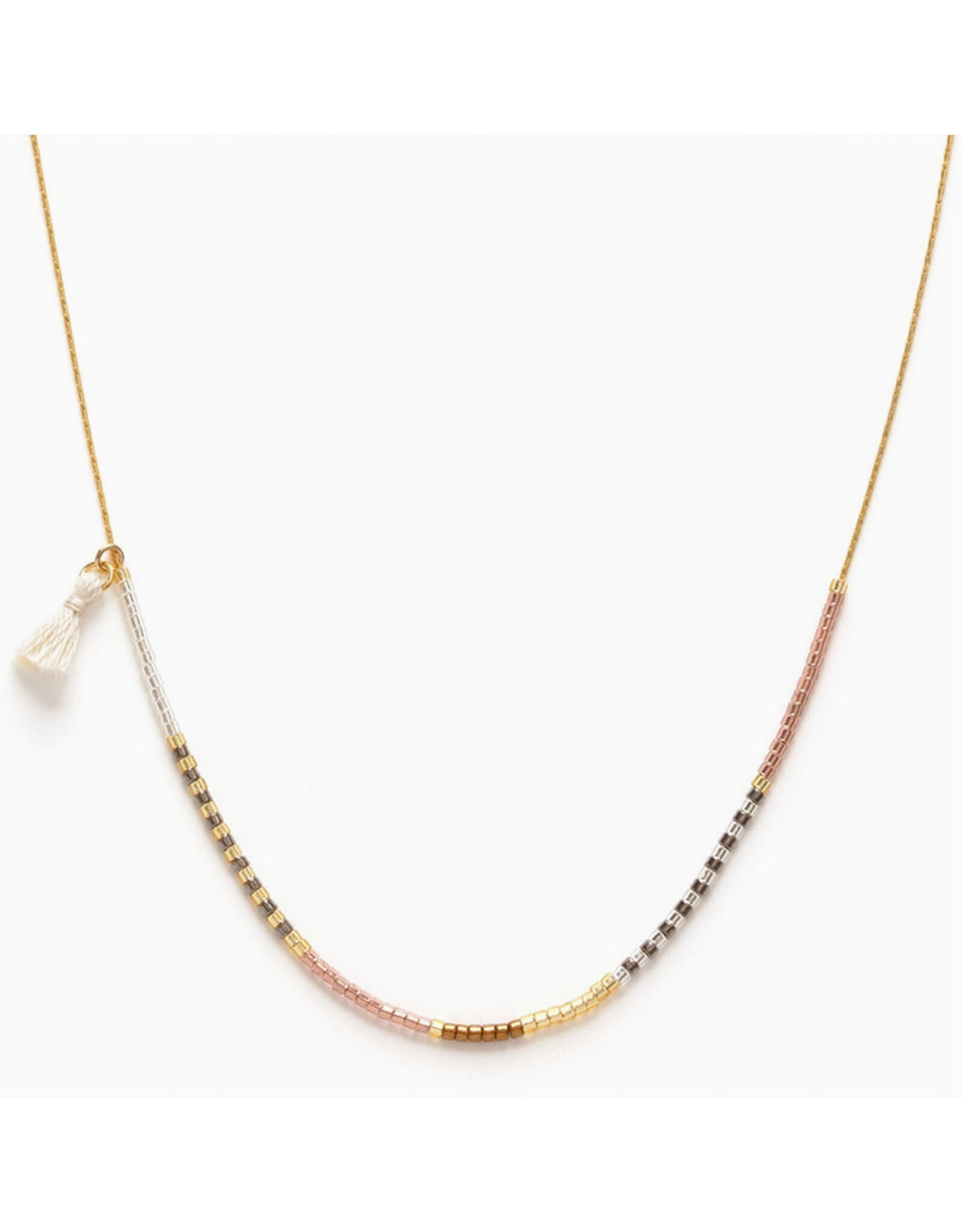 Japanese Seed Bead Necklace - Champagne