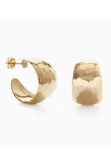 Hammered Vintage Style Hoops Earrings - Gold Hammered Vintage Style Hoops Earrings - Gold