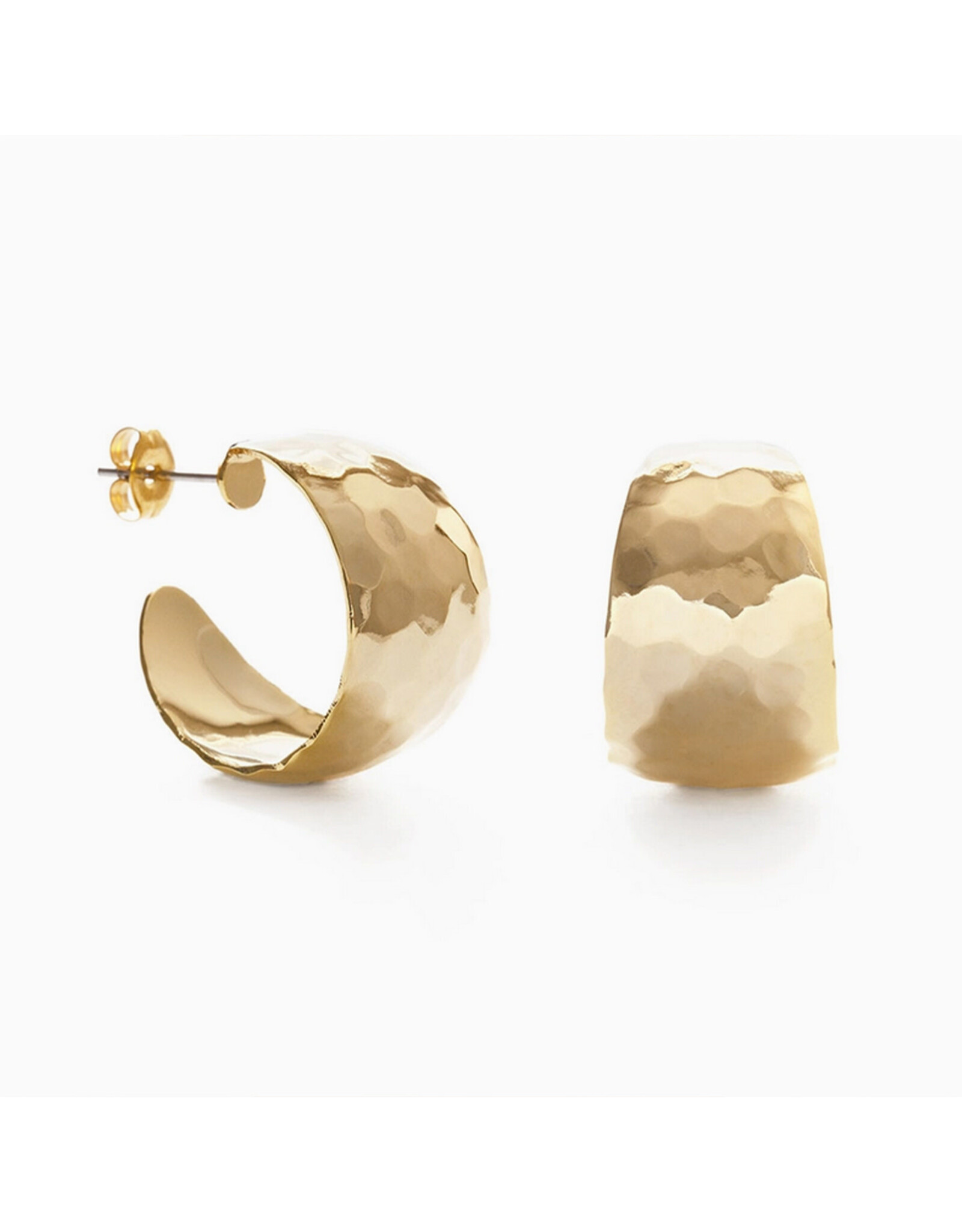 Hammered Vintage Style Hoops Earrings - Gold
