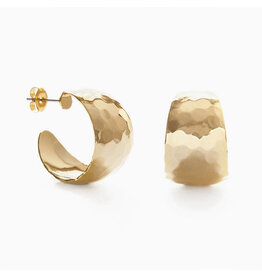 Hammered Vintage Style Hoops Earrings - Gold