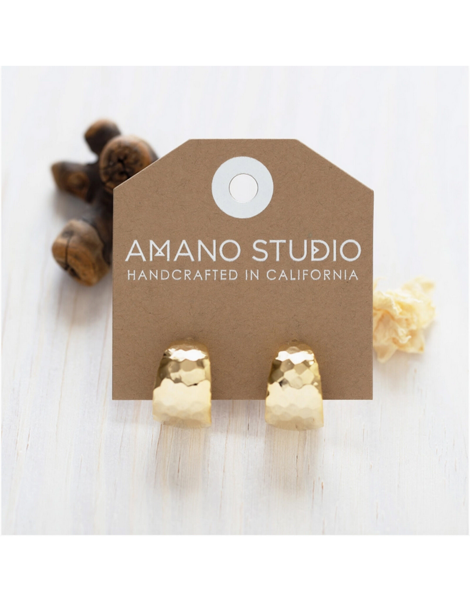 Hammered Vintage Style Hoops Earrings - Gold