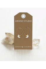 Mother of Pearl Moon + Star Hoops