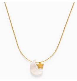 Mother of Pearl Moon + Star Necklace