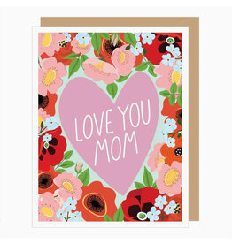 Love You Mom Floral Heart Mother's Day Card