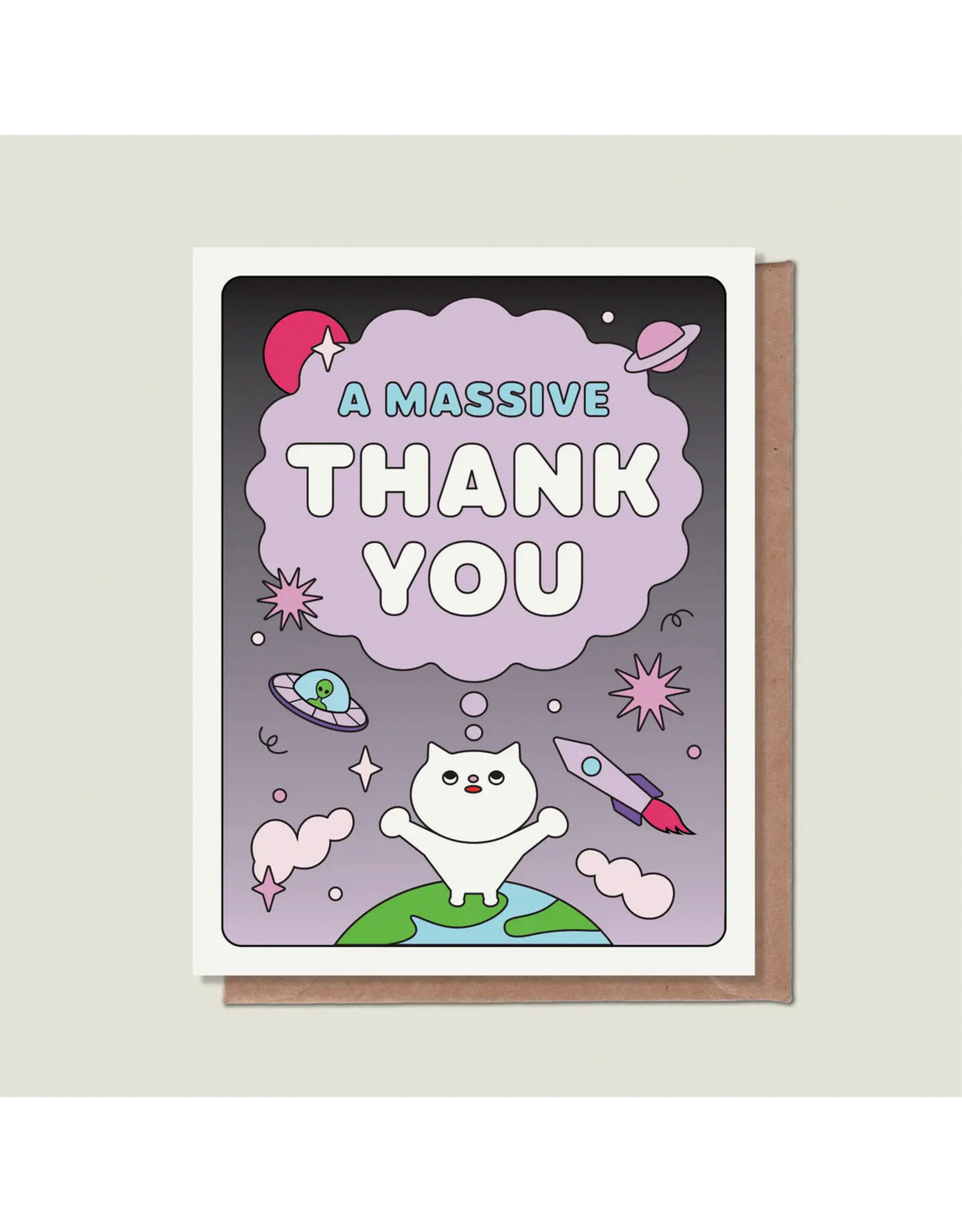 A Massive Thank You Space Cat Greeting Card