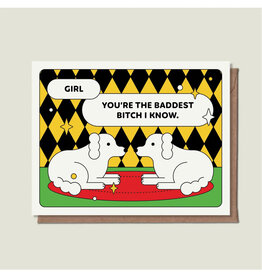Baddest Bitch Cute Pups Greeting Card