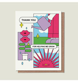 Thank You For Helping Me Grow Pink Sun Greeting Card