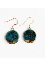 Small Circle Dop Earrings - Teal/Gold