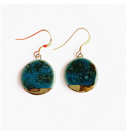 Small Circle Dop Earrings - Teal/Gold