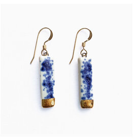 Small Rectangle Earrings - Blue Speckle/Gold