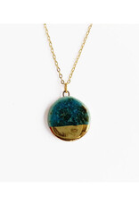 Small Circle Necklace - Teal/Gold