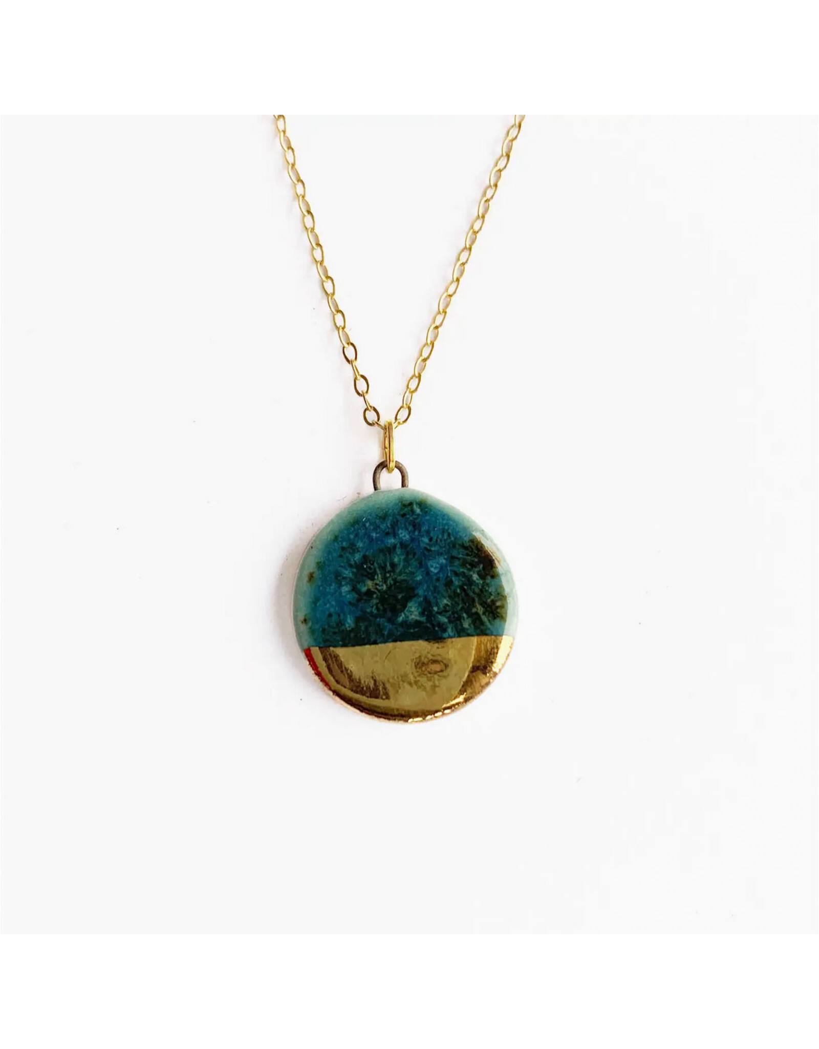 Small Circle Necklace - Teal/Gold