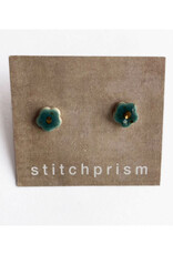 Tiny Flower Studs - Teal/Gold