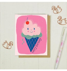 Happy Birthday Ice Cream Cone Greeting Card