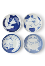 Blue & White Sleepy Cat Plates Gift Box