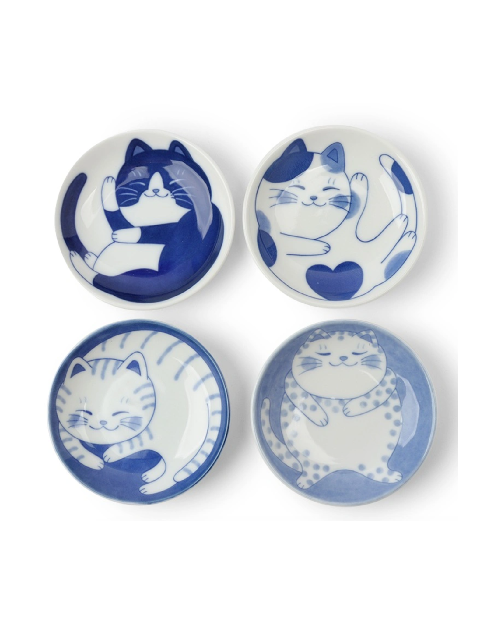 Blue & White Sleepy Cat Plates Gift Box
