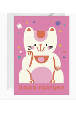Happy Go Lucky Good Fortune Lucky Cat Greeting Card