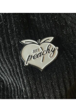 Just Peachy White and Black Enamel Pin