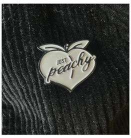 Whats Her Face Just Peachy White and Black Enamel Pin