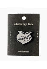 Just Peachy White and Black Enamel Pin
