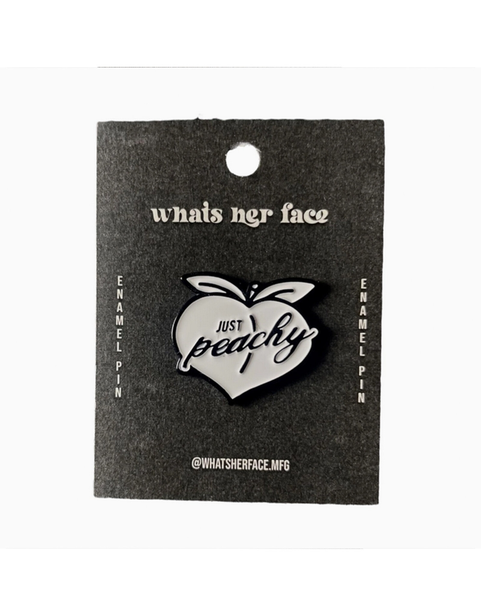 Just Peachy White and Black Enamel Pin