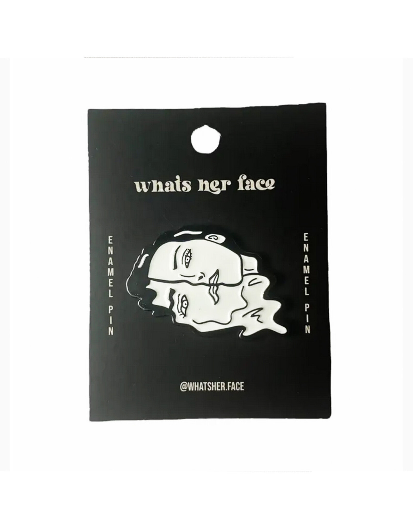 Melting Face Girl Black & White Enamel Pin