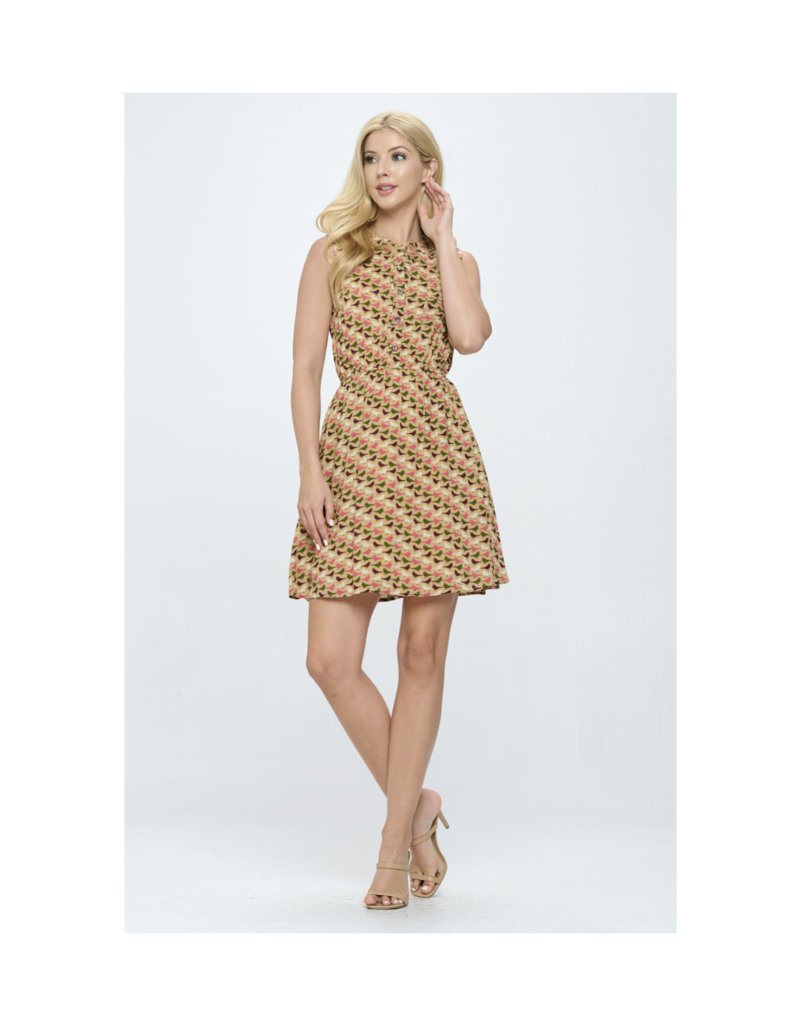 Retro Colorful Birds Dress