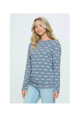 Wiener Dog Print Blue Sweater