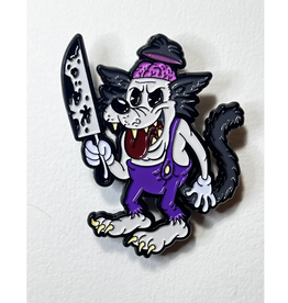 Cartoon Creepies Purple Wolf Pin