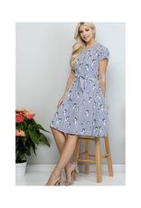 Peek A Boo Grey Kitty Striped Dress