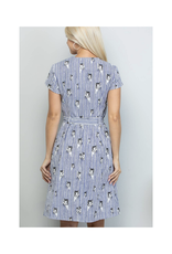Peek A Boo Grey Kitty Striped Dress