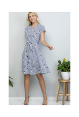 Peek A Boo Grey Kitty Striped Dress